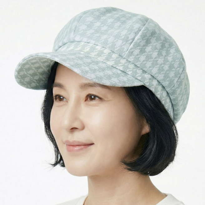 여름 팔각모 클래식 촘촘 해링본 중년여성 모자 화려한 레이스 큐빅 망사 플라워 빵모자