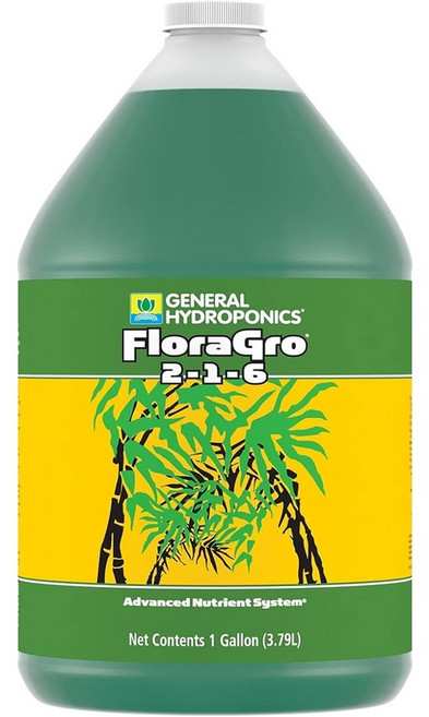 General Hydroponics floragro 플로라그로 영양 생장기 3파트 시스템, 1개, 3.79L