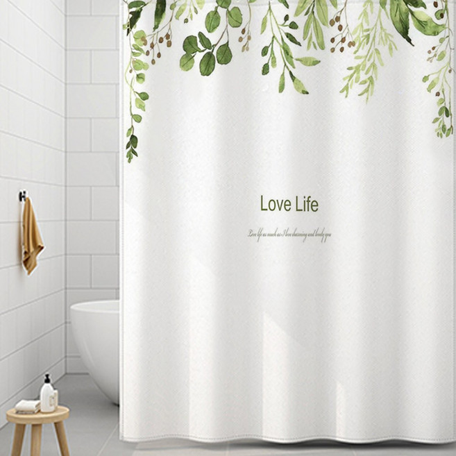 코팅블루 설치쉬운 무타공 방수 욕실 샤워커튼+커튼링세트, 1세트, 15.샤워리프