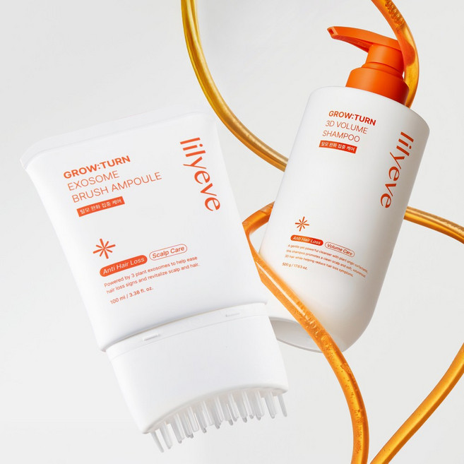 [SET] 릴리이브 그로우턴 엑소좀 3D 볼륨 탈모 샴푸 500g 1개+ 그로우턴 엑소좀 브러쉬 탈모 앰플 1개, 2세트