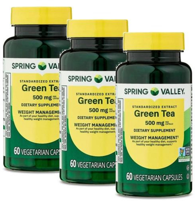 스프링밸리 녹차 추출물 500mg 캡슐 Spring Valley Green Tea Extract, 3개