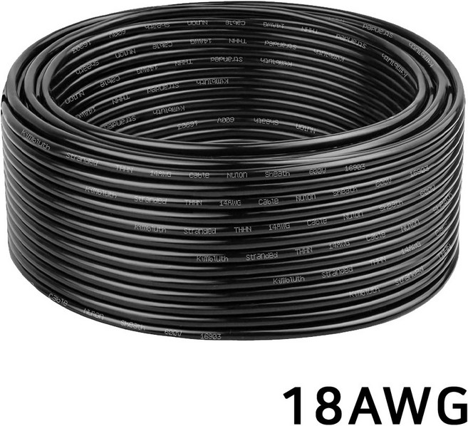 18AWG 실리콘 케이블 드론 RC카 배터리 전원선 고내열 주석도금 구리, 1개, (케이블) 18AWG(블랙)
