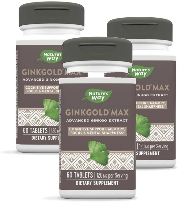 네이처스웨이 징크골드 맥스 징코빌로바 120mg 은행잎 추출물 Nature's Way Ginkgold Max, 60정, 3개 - 쿠팡
