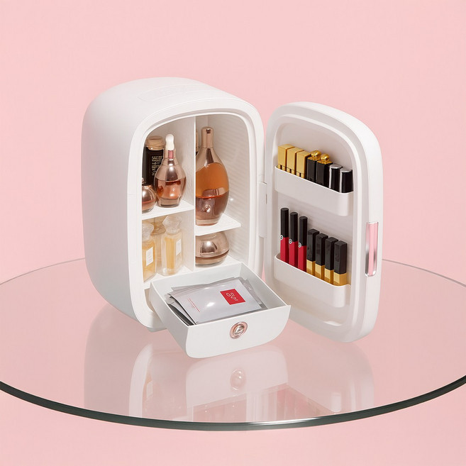 더퍼리 화장품 냉장고 보관함 무소음 미니 가정용 12리터, pink_w