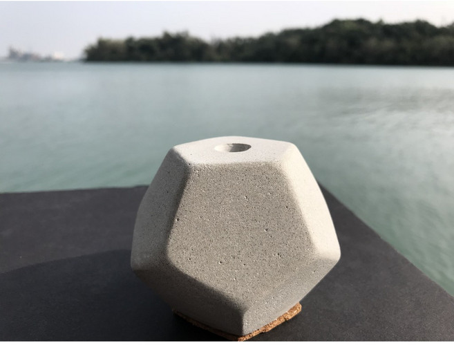 幾何造型水泥筆筒 桌面文具收納 創意多面體擺飾, 1個