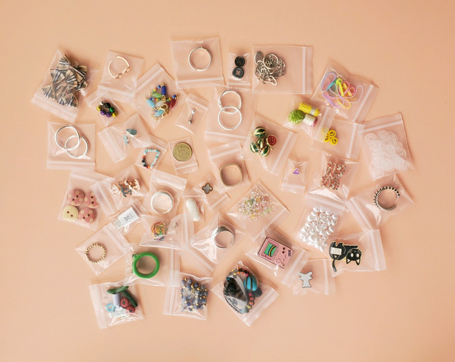 지퍼백 초 소형 PE 미니 알약 주얼리 악세사리 반지 귀걸이 고무줄 머리끈 수납 보관, 95개