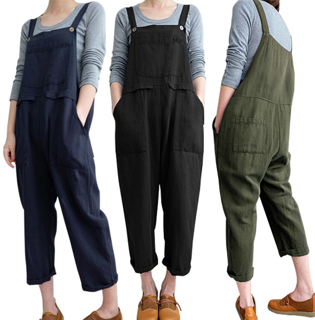장바9니 여성점프수트 5포켓 린넨 여자멜빵바지