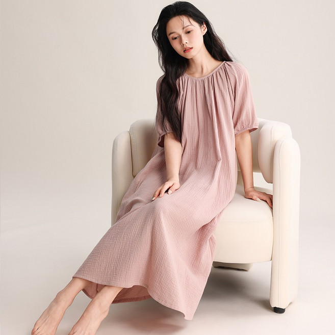 여성 순면 잠옷 루즈핏 드레스 홈웨어 원피스 임산부 빅사이즈