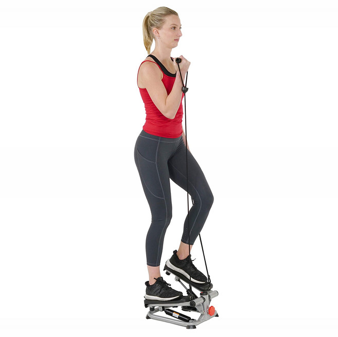 Sunny Health & Fitness (Sunny Health & Fitness) 미니 스테퍼 스텝 스테퍼 총 바디 스텝 머신 운동 장비 저항 밴드 및 LCD 모니터가있는 가정용 운동 - SF-S0978