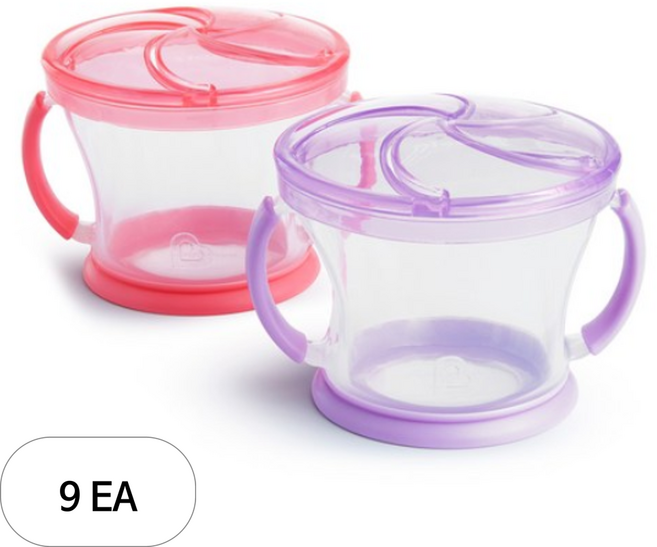 먼치킨 손잡이 흘림방지 스낵컵 2종 세트, 퍼플 + 핑크, 9개