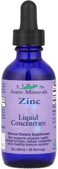 Eidon Mineral Supplements 아이돈 미네럴 보충제 이온 미네럴 아연 액체농축 2온스, 1개, 60ml