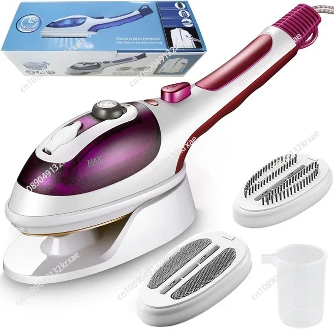 신제품 2 in 1 행잉 다리미 휴대용 스팀 다리미 브러시 800W 온도 조절 전기 행잉 플랫 다리미 스팀 브러시, 04 9518 Purple US 110V
