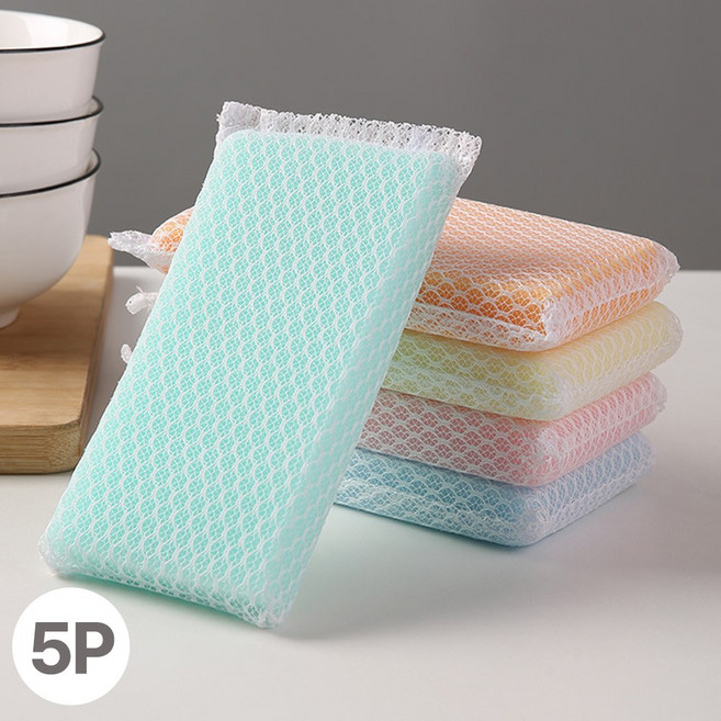 앙플러스 부드럽게 닦이는 대형 설거지 스펀지 수세미, 1개, 5개입