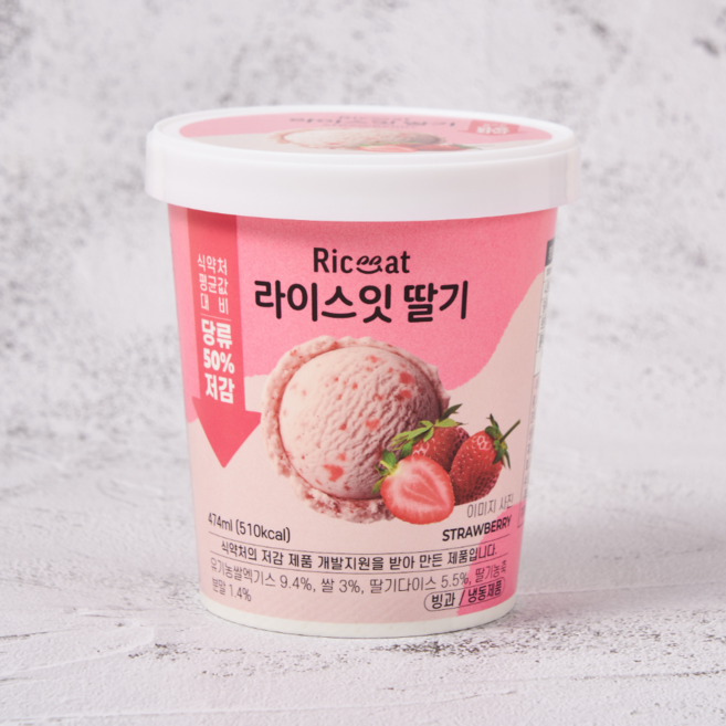 유제품 없이 가볍게 라이스잇 딸기(냉동), 3개, 474ml