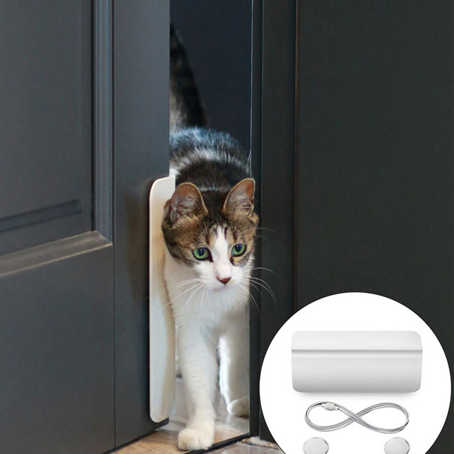 강아지 고양이 방문펫도어 반려동물 자동출입문 안전문, 화이트, 1개