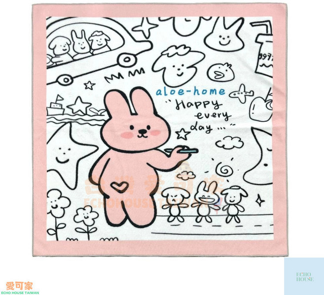 自黏百貼布 清潔布／擦拭布, 1個, HF-BT-001, 粉紅兔兔,50cm x 50cm, 原廠保固