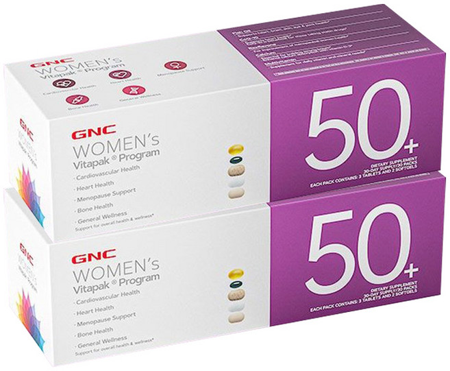 GNC 지앤씨 여성 비타팩 프로그램 50+ 종합 비타민 영양제 30일분, 2개, 30회분