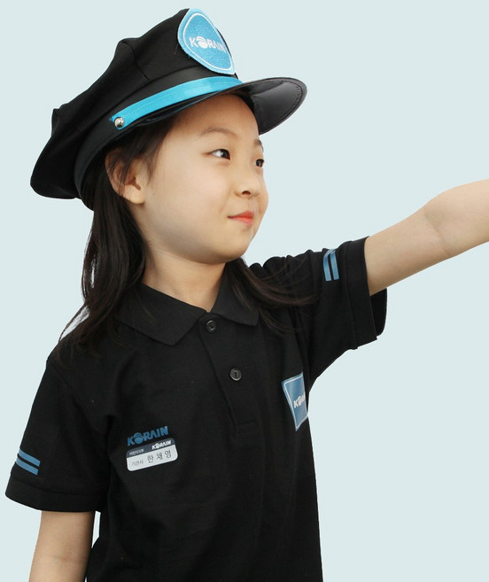어린이 기관사 카라티셔츠 반팔 (신 버전) 아동 코스튬 유치원 어린이집 고속철 역활놀이