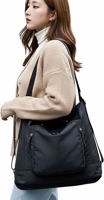 듀엘라 나일론 여성 숄더백 겸용 백팩 데일리 경량 캐주얼 여자 대학생 가벼운 보부상 가방