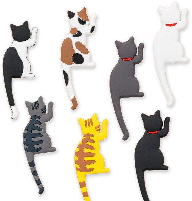 모로아 자석후크 무타공 차키걸이 열쇠 현관문 현관 냉장고 자석 걸이 고양이, 1개, 블랙