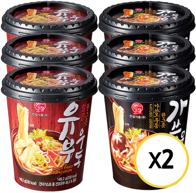 한일식품 본고장 컵우동 12P (가쓰오우동한그릇6 + 얼큰유부우동한그릇6), 1세트