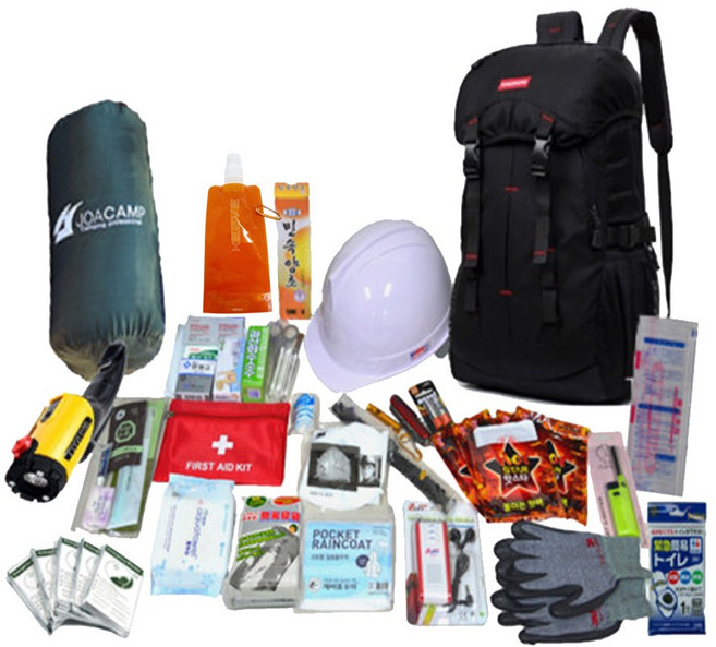 안전닷컴 재난 피난 배낭 지진 전쟁 생존 가방 23종-서바이벌 풀세트, 1.블랙 기본, 1세트