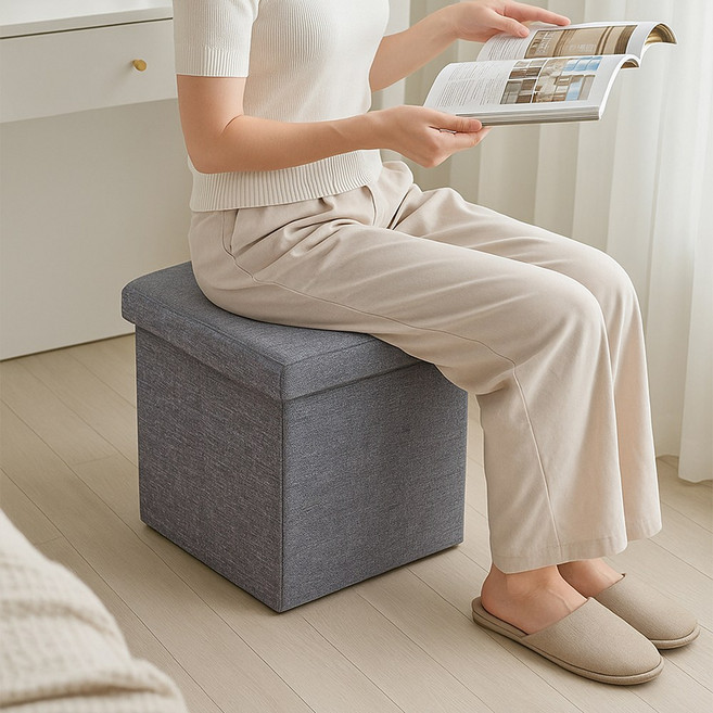 패브릭 스툴 수납 화장대 의자 S010, 1개, 패브릭 스툴 대형 S030