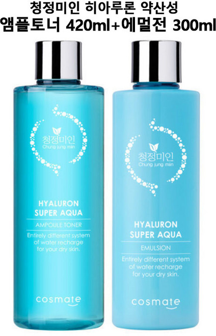 청정미인 히아루론 약산성 앰플토너 420ml+에멀전 300ml / 스킨로션 대용량 수분 보습, 1개