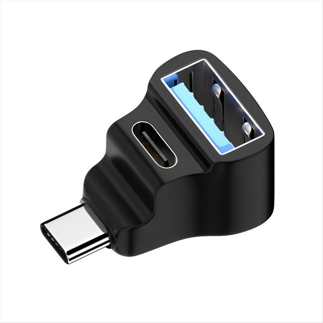 USB-C ~ USB-C USB-A 어댑터 20Gbps USB-C 수컷-USB-C USB-A 암컷 어댑터 8K 60Hz 180도 스팀 데크 용 U 자형, 검은색
