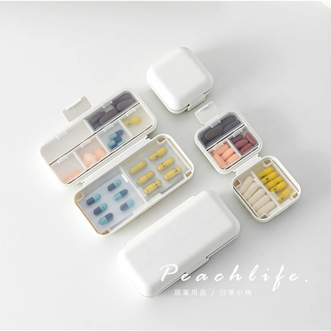 Peachlife 分裝迷你藥盒 防潮, 1個, 正方形５格
