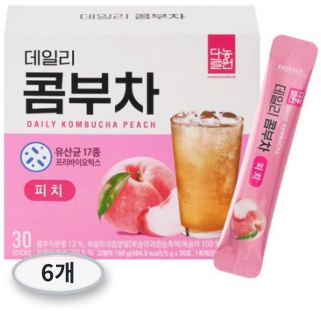 다농원 데일리 콤부차 피치, 5g, 30개입, 6개