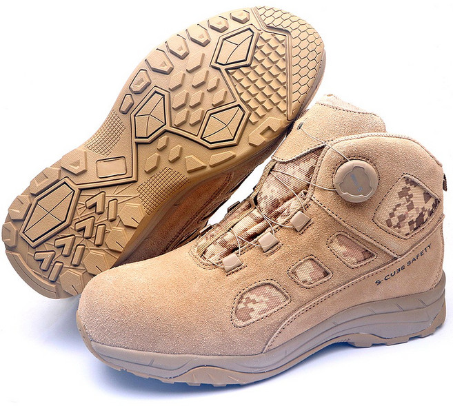 천연 소가죽 다이얼 안전화 6인치 사막화 데저트 전투화 토캡 안전 신발 작업화 오토 락 보아 안전인증품 에스큐브
