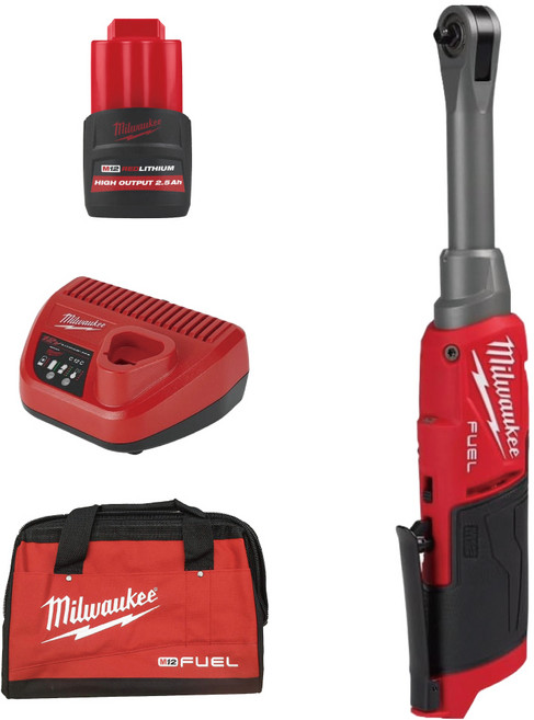 밀워키 M12 FHIR14LR-251B 12V FUEL 하이스피드 롱리치 임팩트 라쳇 6.35mm M12 HB2.5 배터리 1개