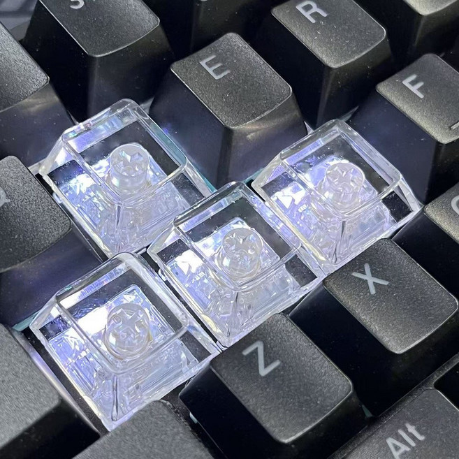 冰透/黑透珊瑚海鍵帽 機械鍵盤鍵帽 原廠高度 中文/注音鍵帽 PBT材質 熱升華工藝, 全透明鍵帽-WASD鍵-無刻