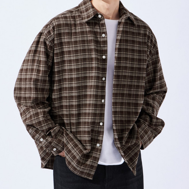 타탄 체크 오버핏 긴팔셔츠 (TOP180)