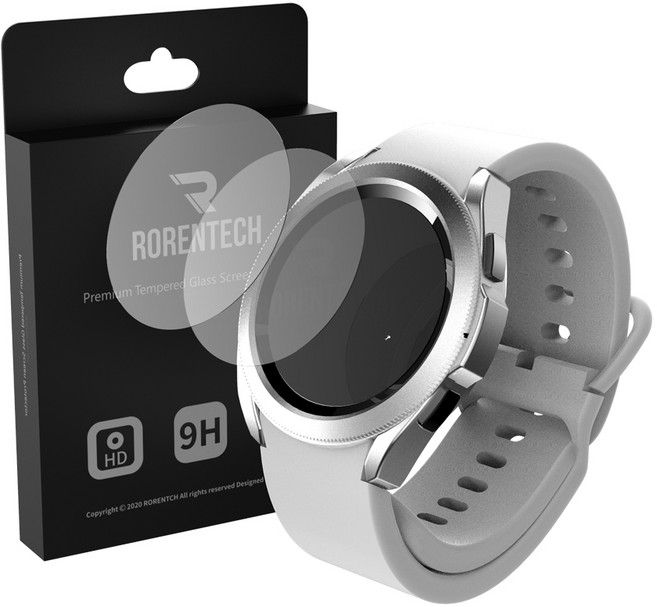 로랜텍 갤럭시워치 풀커버 호환 액정보호필름 강화유리, 투명, 2개