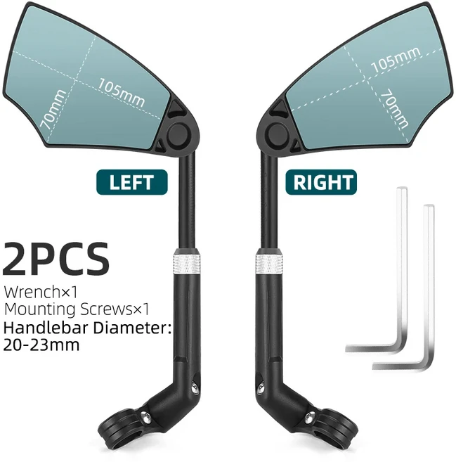 Bike Rearview Mirror Anti Glare 360° Rotation Handlebar Rear View Motorcycle Scooter Accessories, 03 Left And Right, 1개