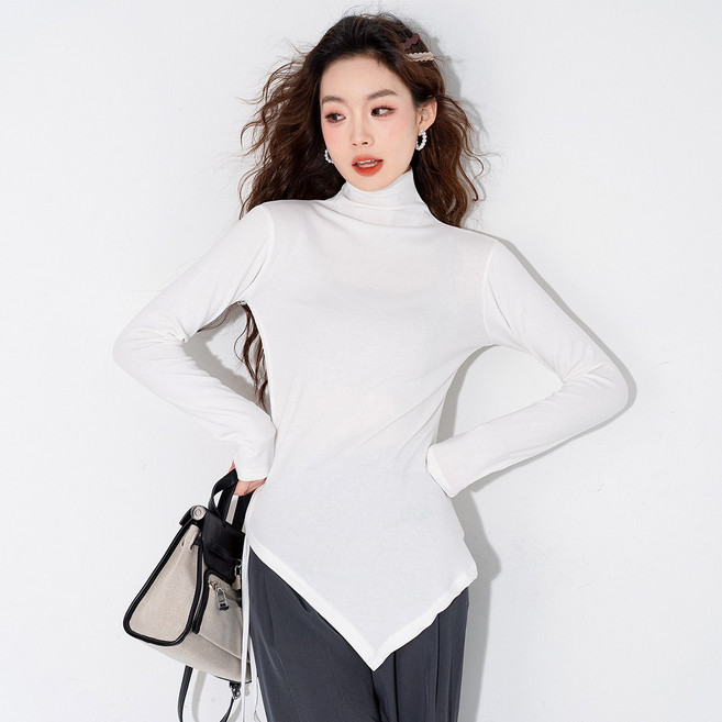 HAAN(2026 봄신상) 하이넥 슬림핏 니트 티셔츠 따뜻한 이너웨어 목폴라