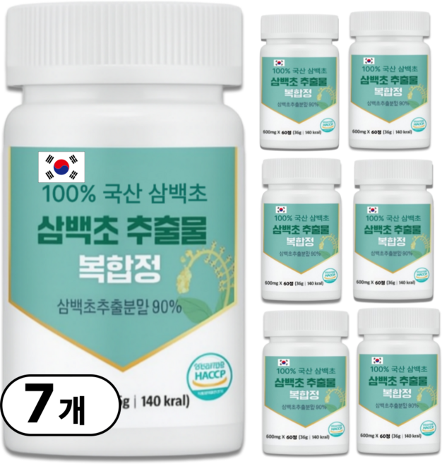 국산 삼백초 추출물 식약청인증 퀘르세틴 맥문동 도라지 추출 분말 함유, 60정, 36g, 7개