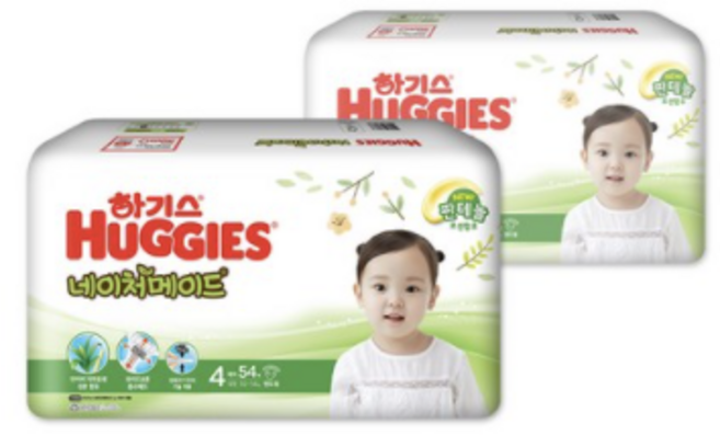 하기스 NEW 네이처메이드 밴드형 기저귀 여아용 대형 4단계(10~14kg), 4단계, 216매