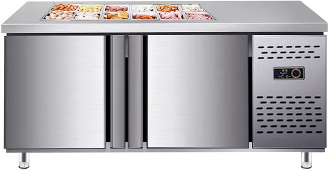 반찬냉장고 업소용 토핑 셀러드 주방 평대 밧드 식당 밑반찬 셀프바 뷔페, 180x80cm 냉장 슬롯 18개