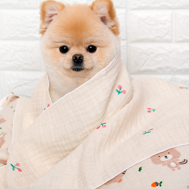 해피앤퍼피 시원한 강아지이불 20가지 디자인 강아지 고양이 여름 인견블랭킷 오가닉블랭킷 낮잠이불 담요, 체리(거즈)