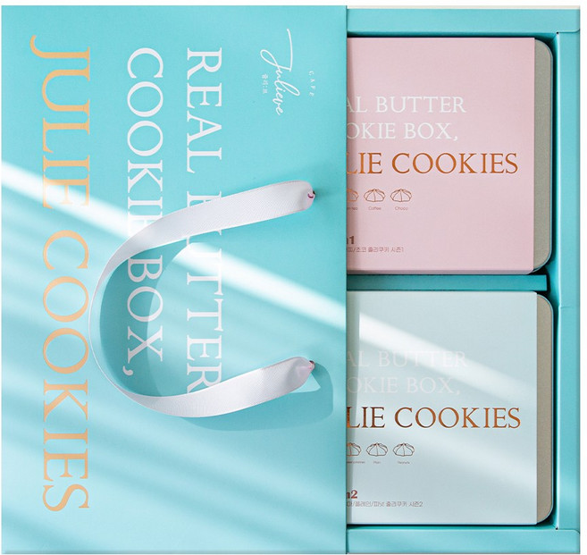 줄리쿠키 선물세트 - 쇼핑백 일체형 백화점 고급 버터 수제 쿠키 답례품 기념일 어버이날 스승의날 학교 선생님 회사 선물 세트 단체 간식, 1세트, 560g