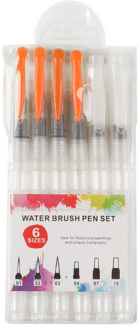HB문화사 수채화 워터브러쉬펜 붓 종합 6종 세트, 6종셋트