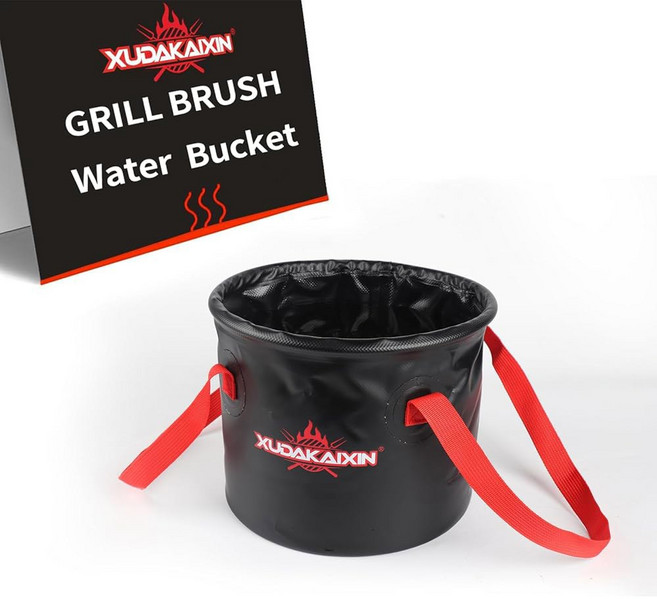 XUDAKAIXIN 19인치 대형 프리 스팀 그릴 브러시 교체 가능한 BBQ 청소 주철/도자기/웨버, 1 Black-water Bucket