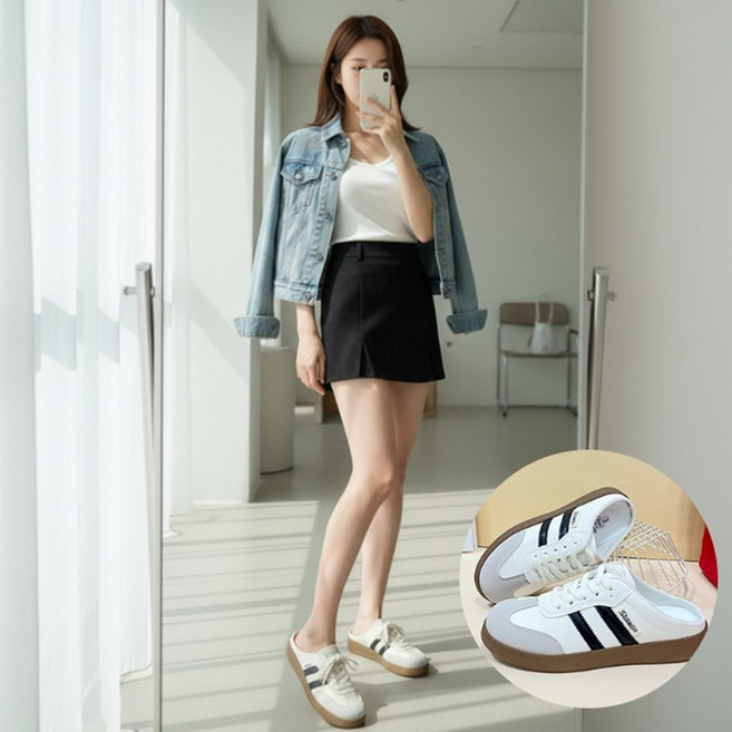 린델 꾸안꾸 발편한 여성 뮬 스니커즈 운동화