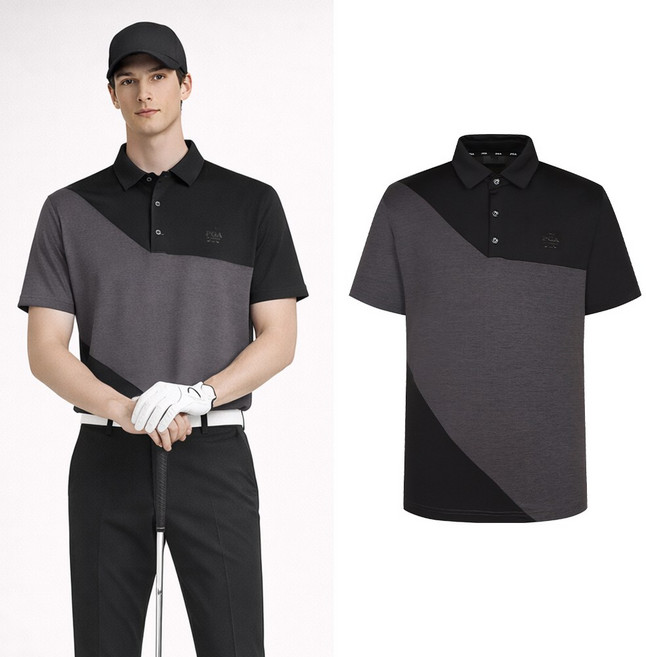 PGA 남성 블럭배색 반팔 카라티셔츠 PGMTS51305