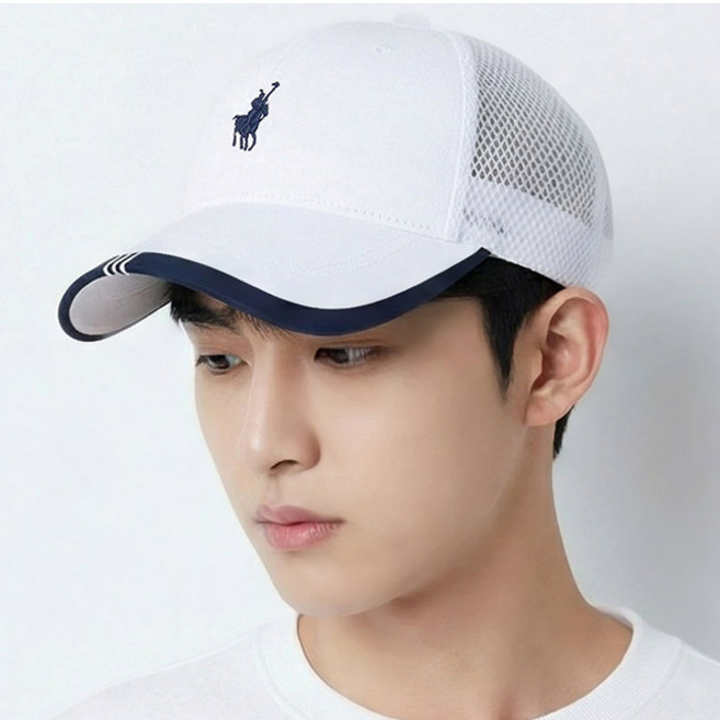 베이직엠 남성 여성 여름 등산모자 볼캡 승마자수 챙 포인트, 화이트