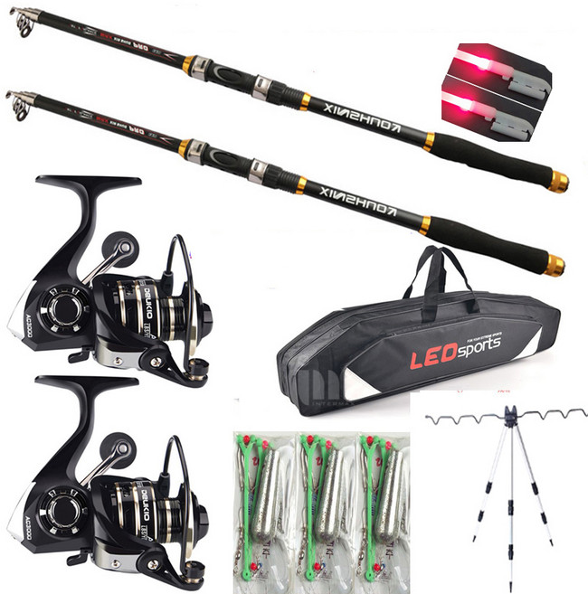 피싱파피 다용도 고급형 멀티원투풀세트(민물바다겸용) 로드2+고급스피닝릴2+5단받침대+원투바늘3+끝보기2+릴가방 풀세트, 다용도 고급 릴풀세트