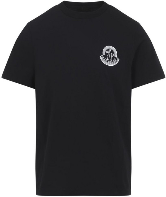 몽클레르 콘트라스트 프린트 로고 패치 티셔츠